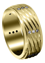 Yellow Gold Diamond Mens Wedding Band | 0.27 Carats | Satin Finish (Dante)