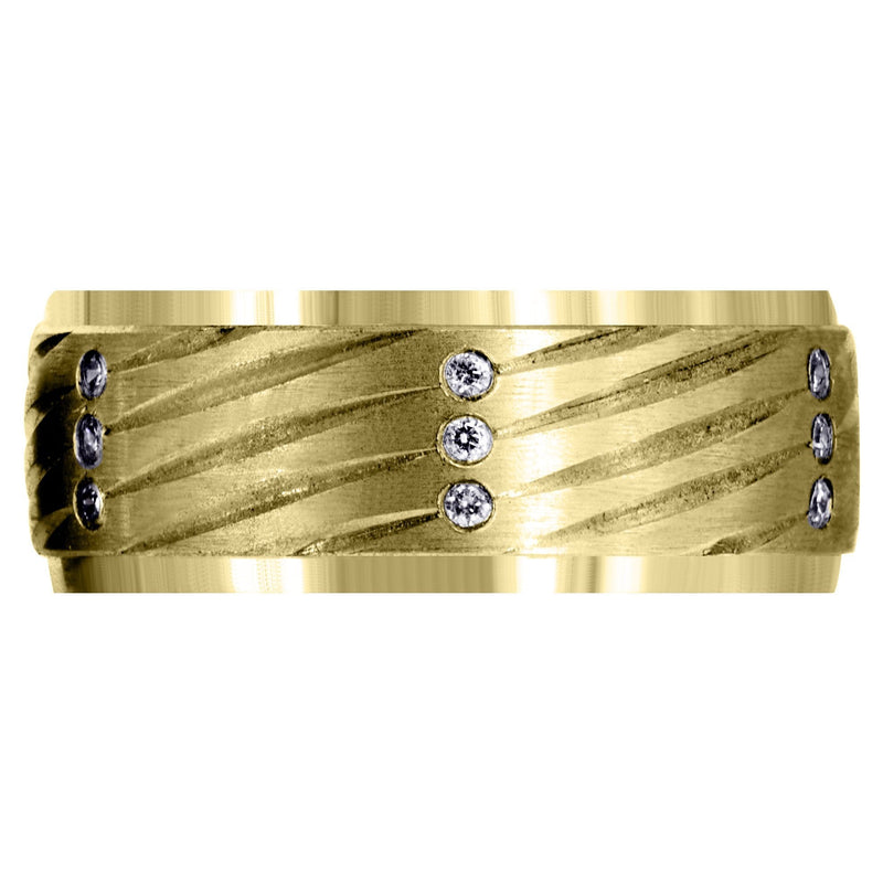Yellow Gold Diamond Mens Wedding Band | 0.27 Carats | Satin Finish (Dante)