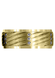 Yellow Gold Diamond Mens Wedding Band | 0.27 Carats | Satin Finish (Dante)