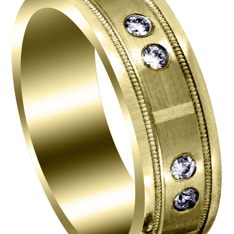 Yellow Gold Classic Diamond Mens Engagement Ring | 0.24 Carats (Chance)