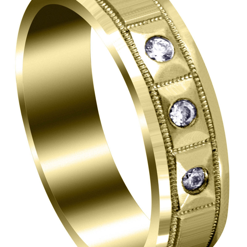 Yellow Gold Classic Diamond Mens Wedding Band | 0.09 Carats (Zander)