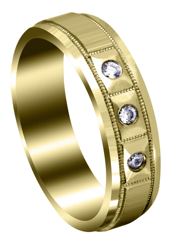 Yellow Gold Classic Diamond Mens Wedding Band | 0.09 Carats (Zander)