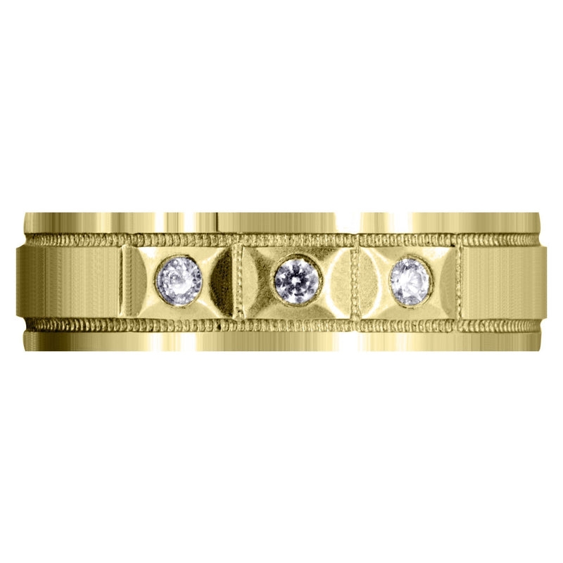 Yellow Gold Classic Diamond Mens Wedding Band | 0.09 Carats (Zander)