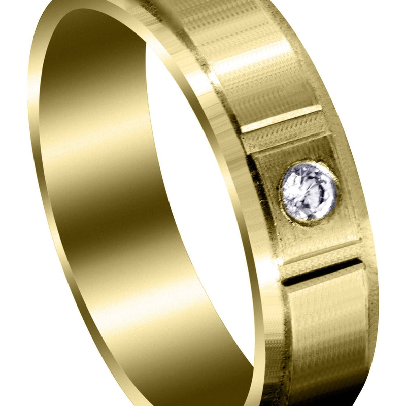 Yellow Gold Contemporary Diamond Mens Wedding Band | 0.05 Carats (Francisco)