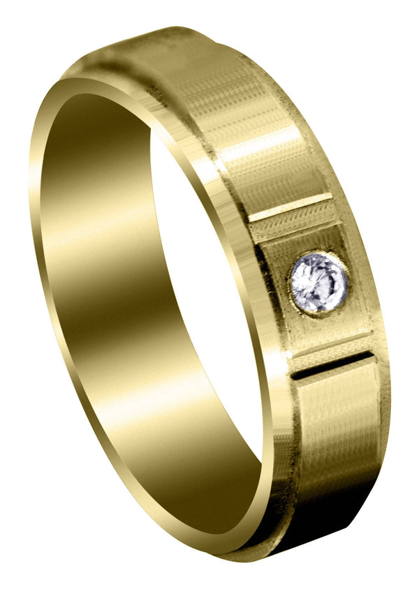 Yellow Gold Contemporary Diamond Mens Wedding Band | 0.05 Carats (Francisco)