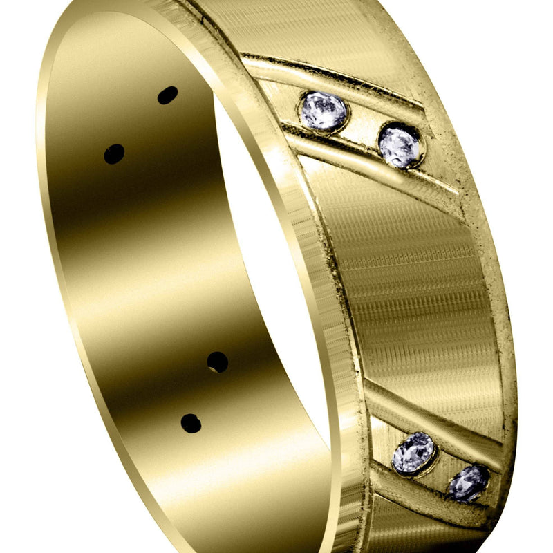 Yellow Gold Classic Diamond Mens Wedding Band | 0.18 Carats (Messiah)