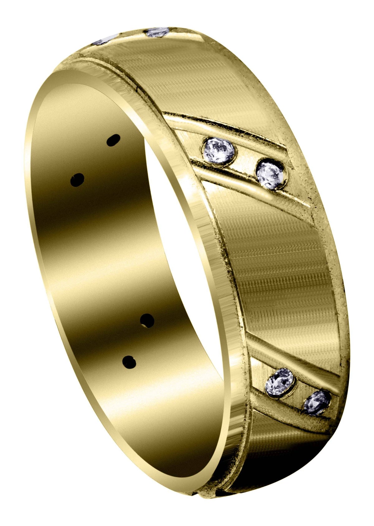 Yellow Gold Classic Diamond Mens Wedding Band | 0.18 Carats (Messiah)
