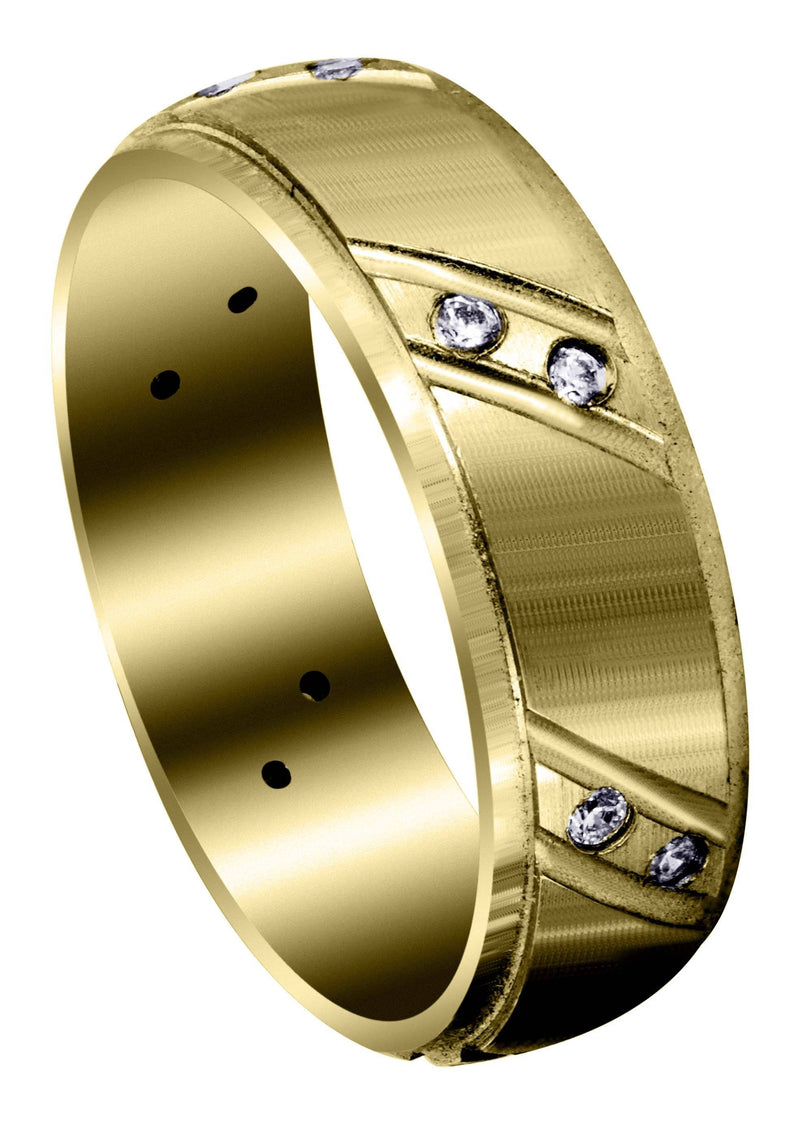 Yellow Gold Classic Diamond Mens Wedding Band | 0.18 Carats (Messiah)