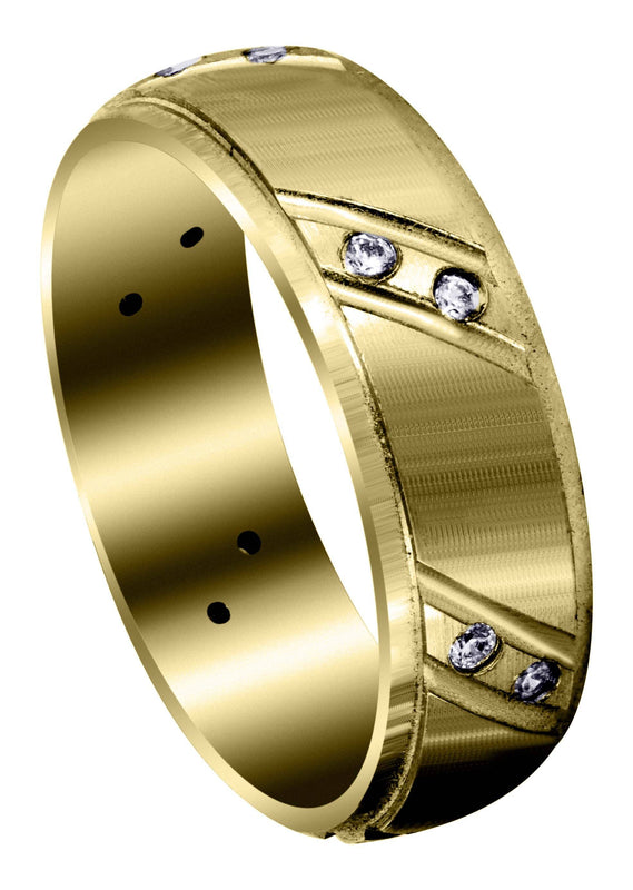 Yellow Gold Classic Diamond Mens Wedding Band | 0.18 Carats (Messiah)