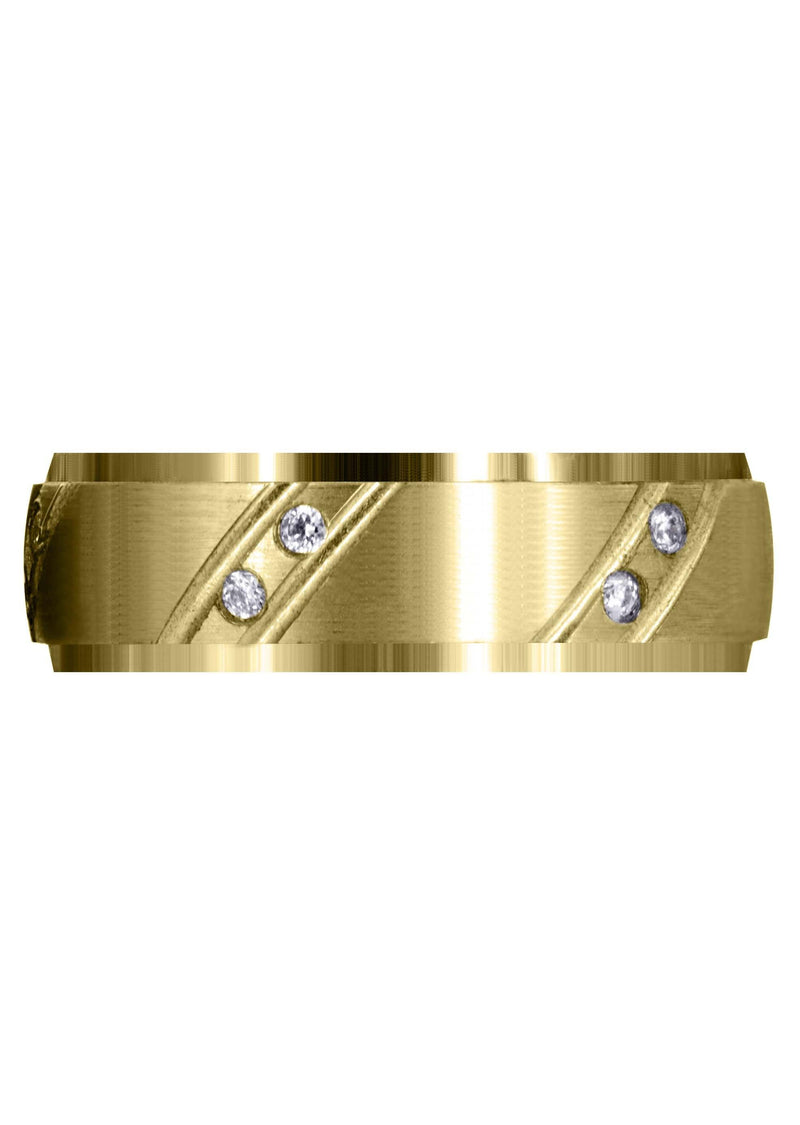 Yellow Gold Classic Diamond Mens Wedding Band | 0.18 Carats (Messiah)