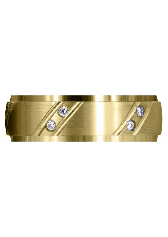 Yellow Gold Classic Diamond Mens Wedding Band | 0.18 Carats (Messiah)