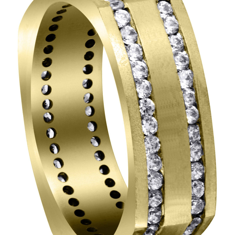 Yellow Gold Diamond Mens Wedding Band | 1.44 Carats | Satin Finish (Cruz)