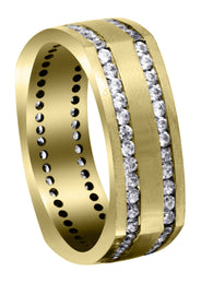 Yellow Gold Diamond Mens Wedding Band | 1.44 Carats | Satin Finish (Cruz)