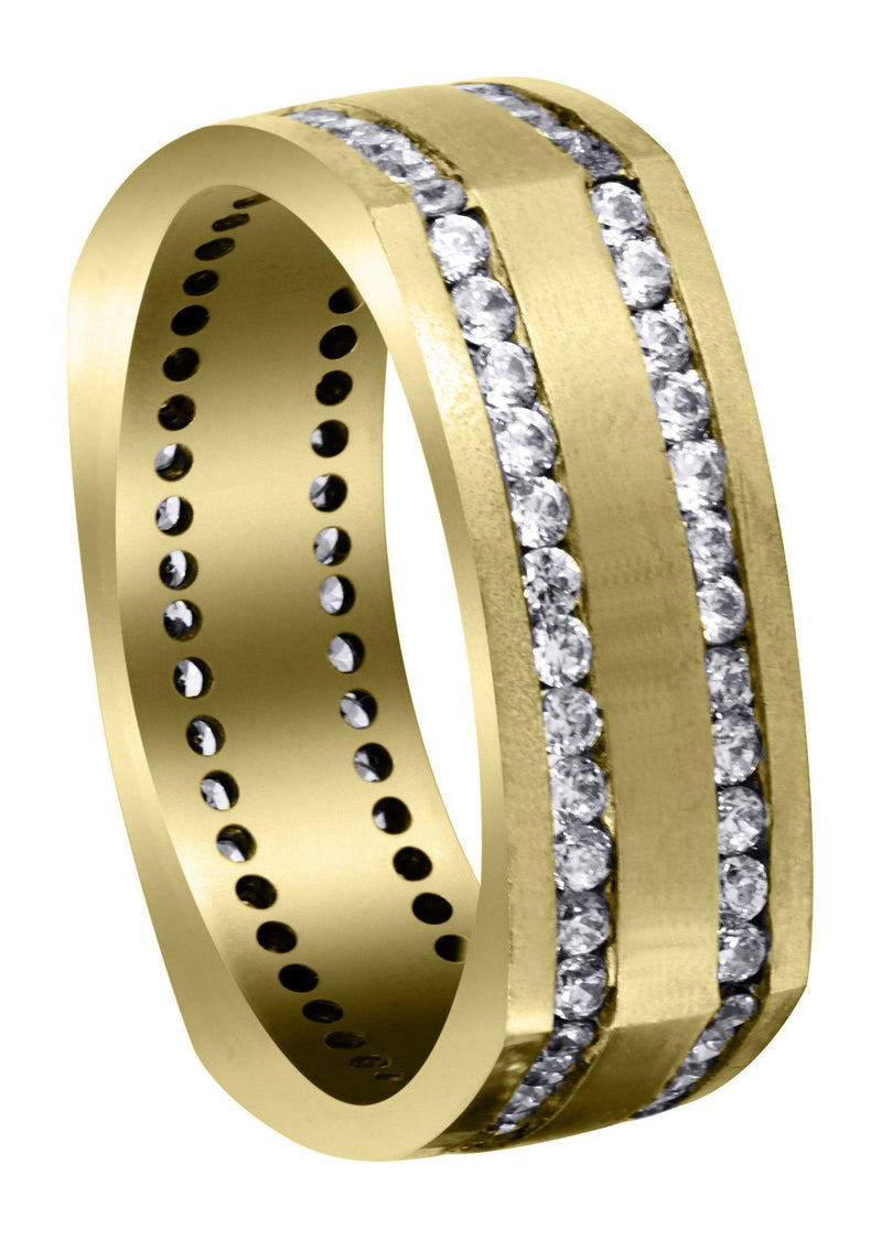 Yellow Gold Diamond Mens Wedding Band | 1.44 Carats | Satin Finish (Cruz)