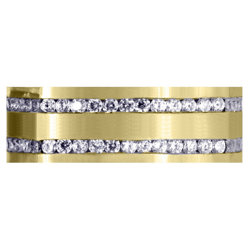 Yellow Gold Diamond Mens Wedding Band | 1.44 Carats | Satin Finish (Cruz)