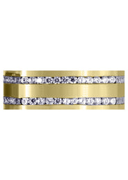 Yellow Gold Diamond Mens Wedding Band | 1.44 Carats | Satin Finish (Cruz)