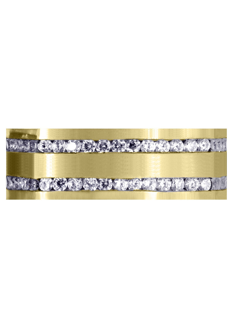 Yellow Gold Diamond Mens Wedding Band | 1.44 Carats | Satin Finish (Cruz)