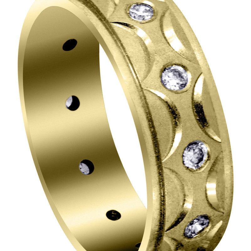 Yellow Gold Diamond Mens Wedding Band | 0.3 Carats | Satin Finish (Ali)