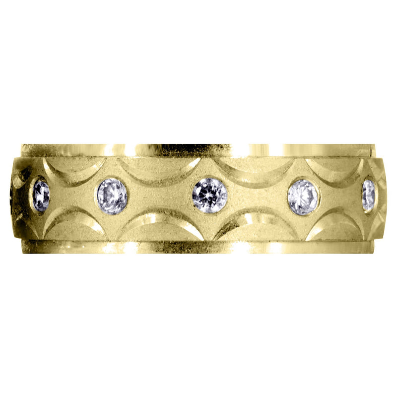 Yellow Gold Diamond Mens Wedding Band | 0.3 Carats | Satin Finish (Ali)