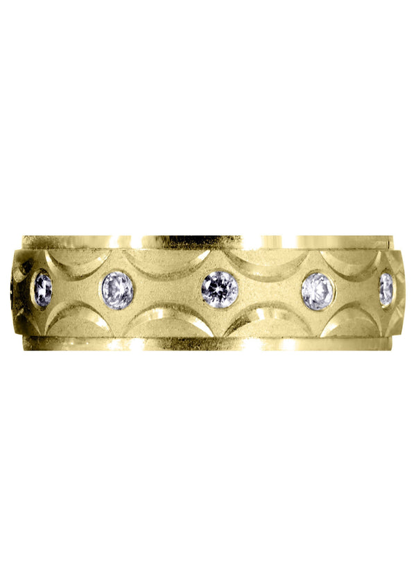 Yellow Gold Diamond Mens Wedding Band | 0.3 Carats | Satin Finish (Ali)