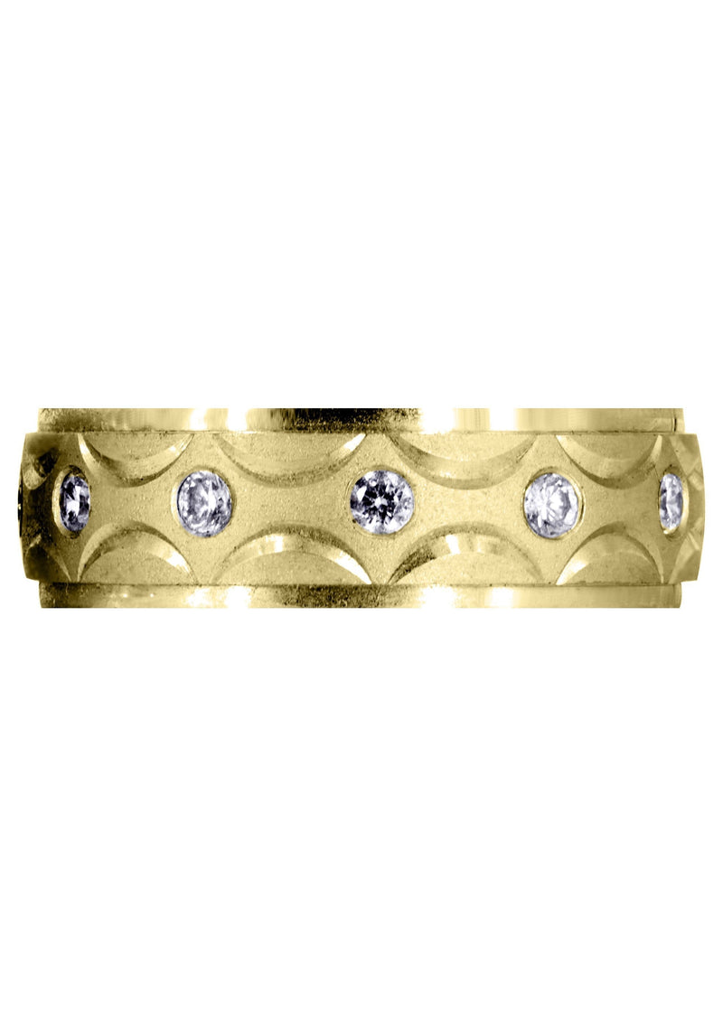 Yellow Gold Diamond Mens Wedding Band | 0.3 Carats | Satin Finish (Ali)