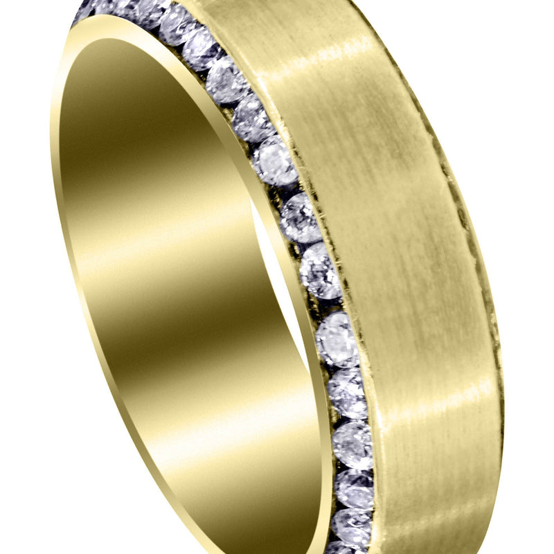 Yellow Gold Classic Diamond Mens Wedding Band | 2.1 Carats (Rylan)