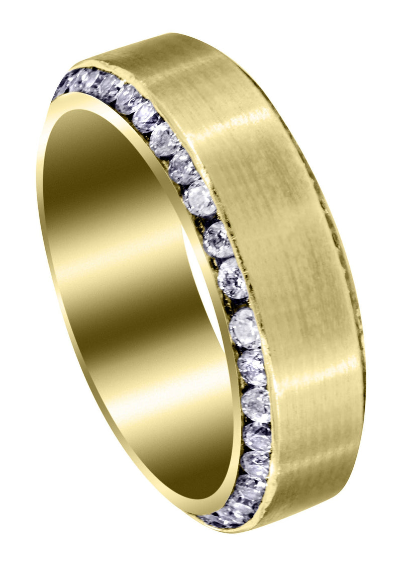 Yellow Gold Classic Diamond Mens Wedding Band | 2.1 Carats (Rylan)