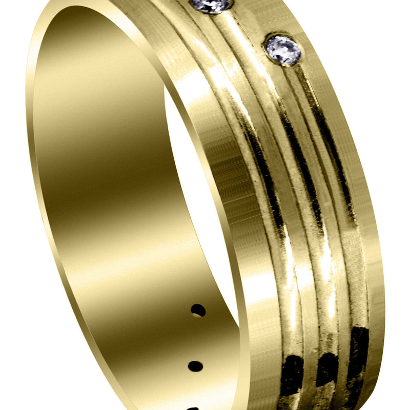 Yellow Gold Classic Diamond Mens Wedding Band | 0.12 Carats (Gunner)