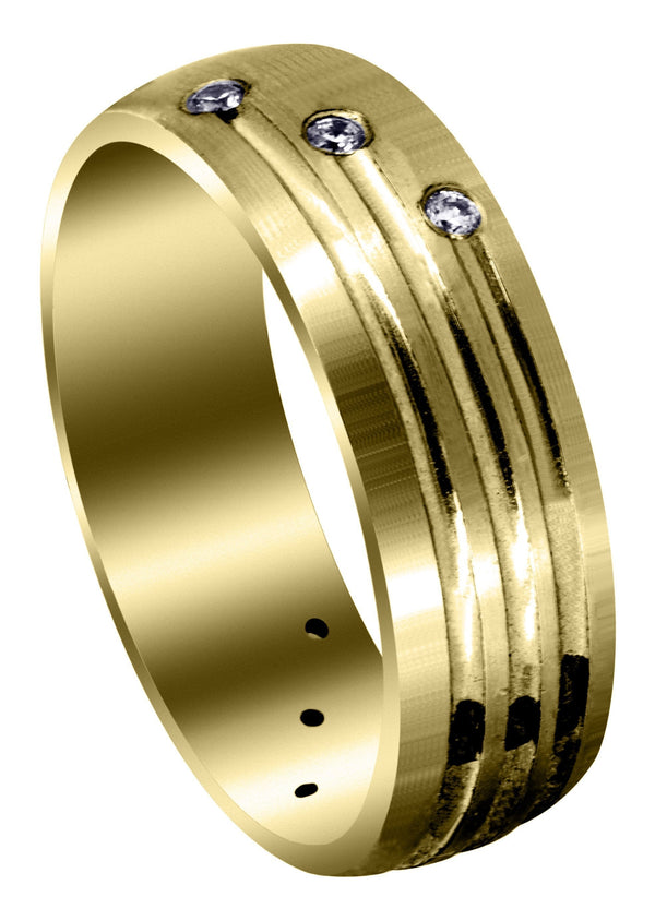 Yellow Gold Classic Diamond Mens Wedding Band | 0.12 Carats (Gunner)