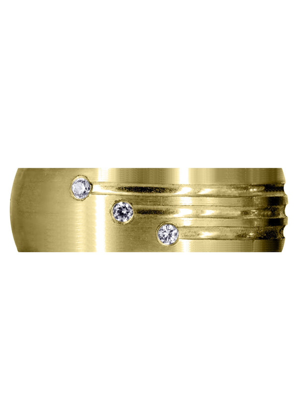 Yellow Gold Classic Diamond Mens Wedding Band | 0.12 Carats (Gunner)