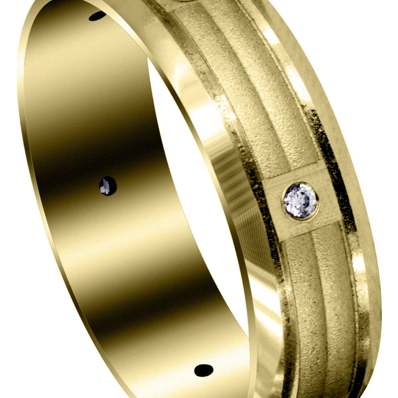 Yellow Gold Contemporary Diamond Mens Wedding Band | 0.09 Carats (Zane)