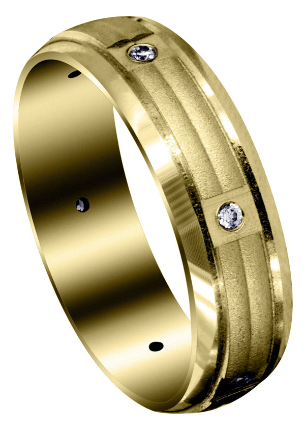 Yellow Gold Contemporary Diamond Mens Wedding Band | 0.09 Carats (Zane)