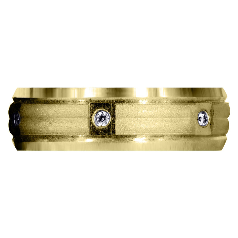 Yellow Gold Contemporary Diamond Mens Wedding Band | 0.09 Carats (Zane)