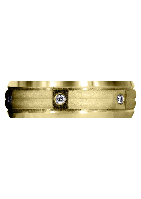 Yellow Gold Contemporary Diamond Mens Wedding Band | 0.09 Carats (Zane)