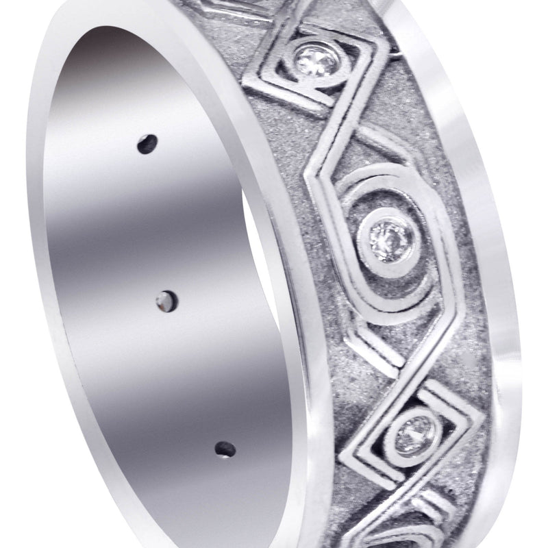 Unique Mens Wedding Band | 0.15 Carats | Sand Blast / High Polish Finish (Finley)