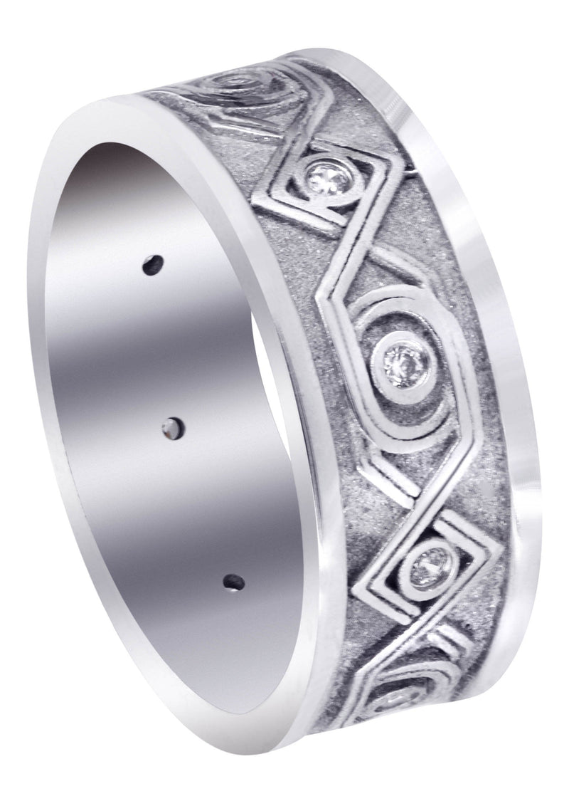 Unique Mens Wedding Band | 0.15 Carats | Sand Blast / High Polish Finish (Finley)