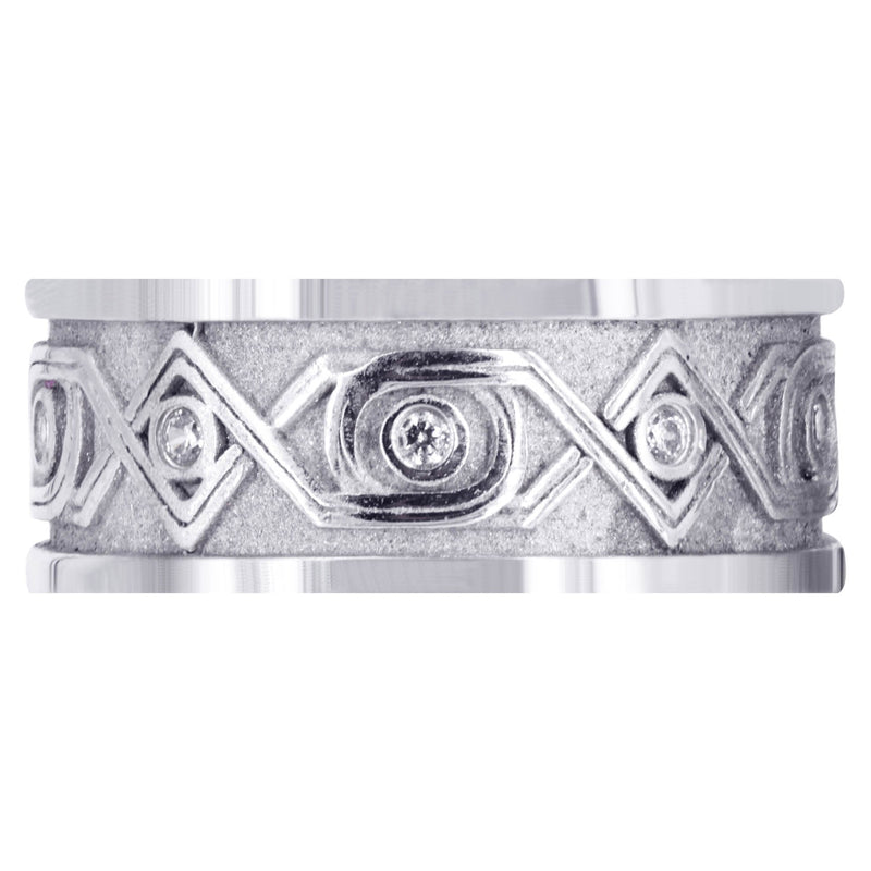 Unique Mens Wedding Band | 0.15 Carats | Sand Blast / High Polish Finish (Finley)