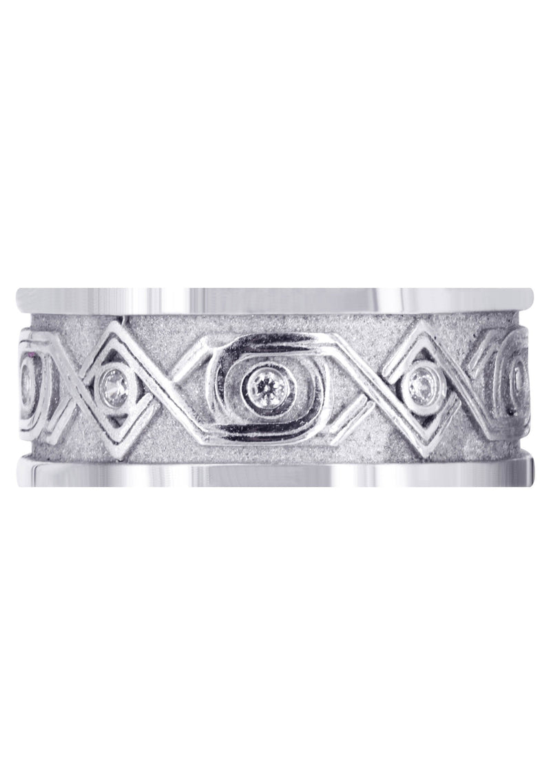 Unique Mens Wedding Band | 0.15 Carats | Sand Blast / High Polish Finish (Finley)