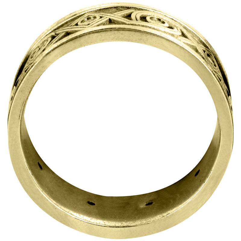Yellow Gold Unique Mens Wedding Band | 0.15 Carats | Sand Blast / High Polish Finish (Finley)