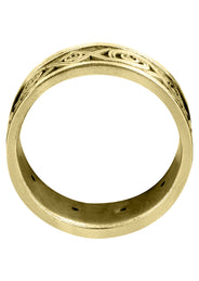 Yellow Gold Unique Mens Wedding Band | 0.15 Carats | Sand Blast / High Polish Finish (Finley)