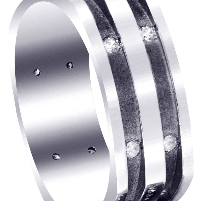 Diamond Mens Wedding Band | 0.32 Carats | Sand Blast / High Polish Finish (Dalton)