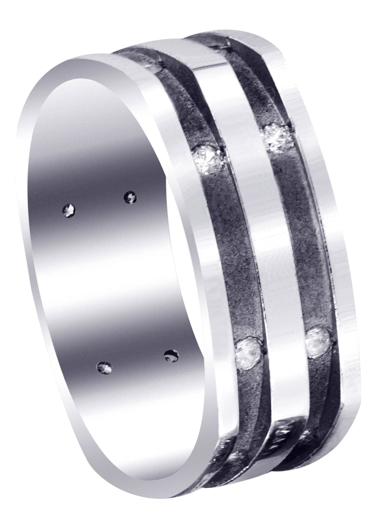 Diamond Mens Wedding Band | 0.32 Carats | Sand Blast / High Polish Finish (Dalton)