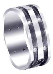 Diamond Mens Wedding Band | 0.32 Carats | Sand Blast / High Polish Finish (Dalton)