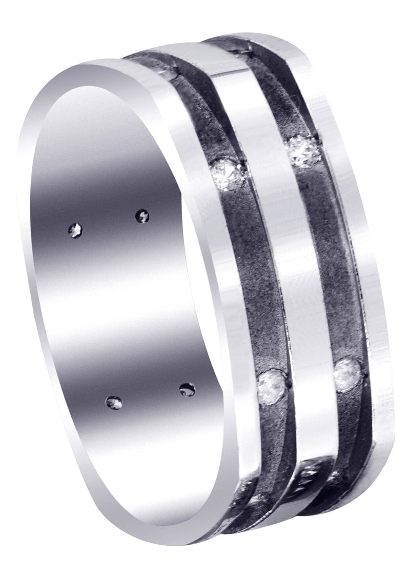 Diamond Mens Wedding Band | 0.32 Carats | Sand Blast / High Polish Finish (Dalton)