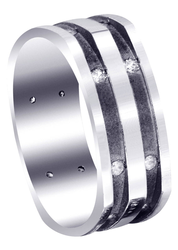 Diamond Mens Wedding Band | 0.32 Carats | Sand Blast / High Polish Finish (Dalton)