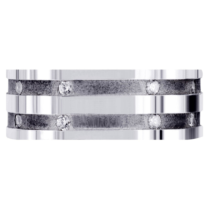 Diamond Mens Wedding Band | 0.32 Carats | Sand Blast / High Polish Finish (Dalton)