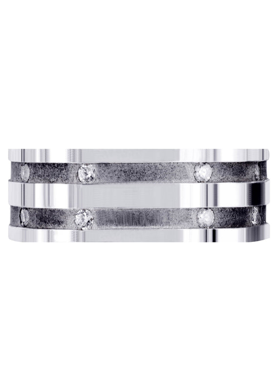 Diamond Mens Wedding Band | 0.32 Carats | Sand Blast / High Polish Finish (Dalton)
