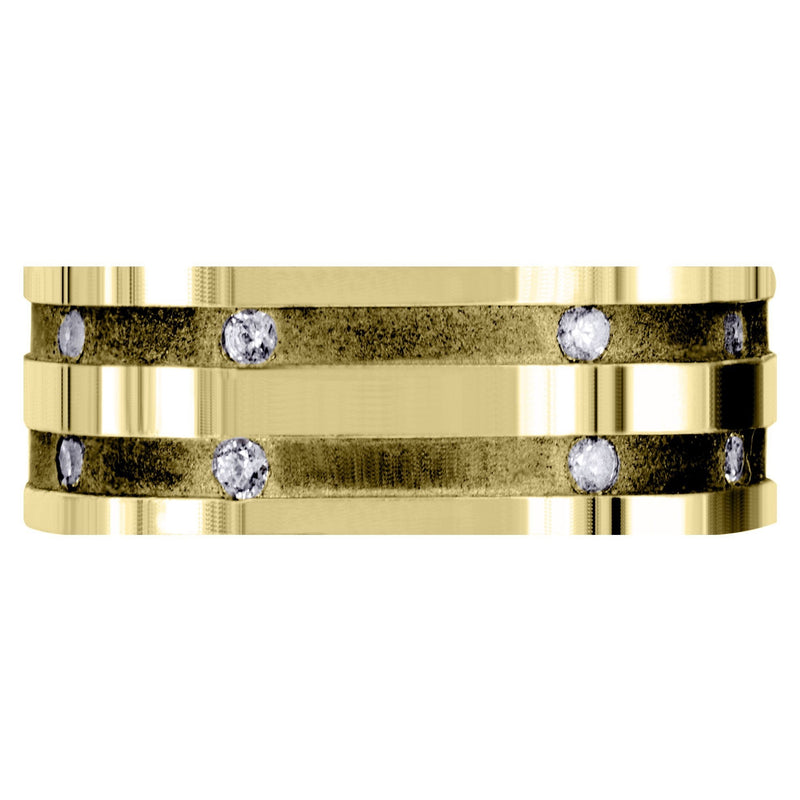 Yellow Gold Diamond Mens Wedding Band | 0.32 Carats | Sand Blast / High Polish Finish (Dalton)