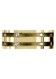 Yellow Gold Diamond Mens Wedding Band | 0.32 Carats | Sand Blast / High Polish Finish (Dalton)
