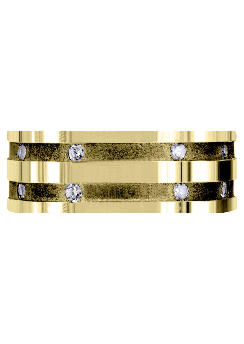 Yellow Gold Diamond Mens Wedding Band | 0.32 Carats | Sand Blast / High Polish Finish (Dalton)